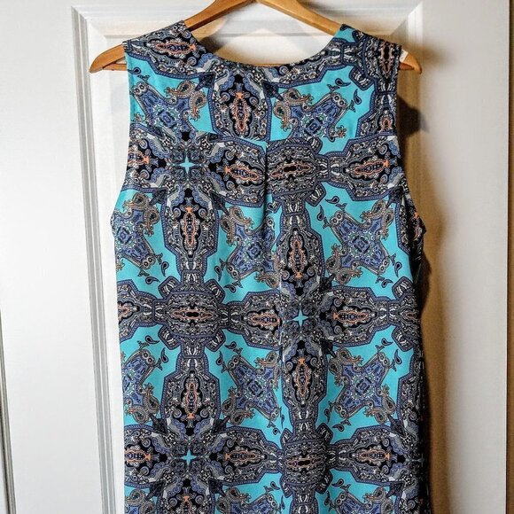 Violet & Claire Turquoise Print Sleeveless Top - Picture 2 of 5